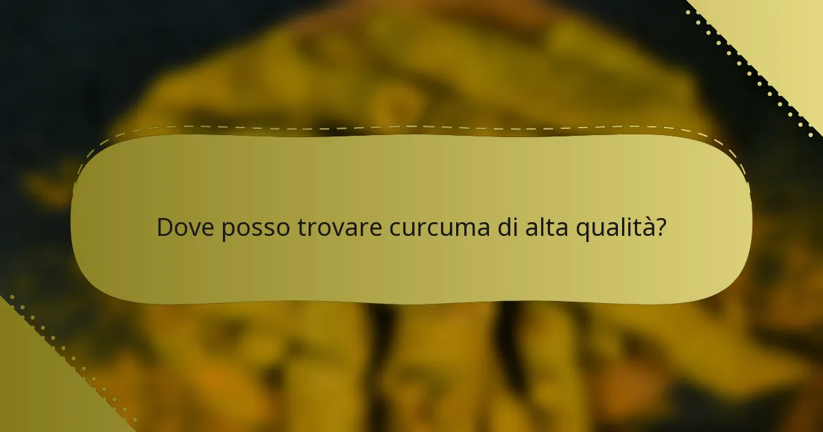 Dove posso trovare curcuma di alta qualità?