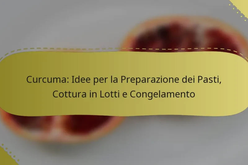 Curcuma: Idee per la Preparazione dei Pasti, Cottura in Lotti e Congelamento