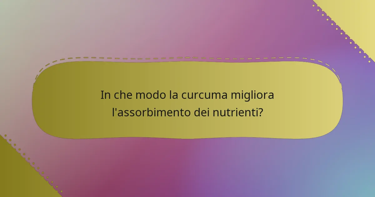 In che modo la curcuma migliora l'assorbimento dei nutrienti?