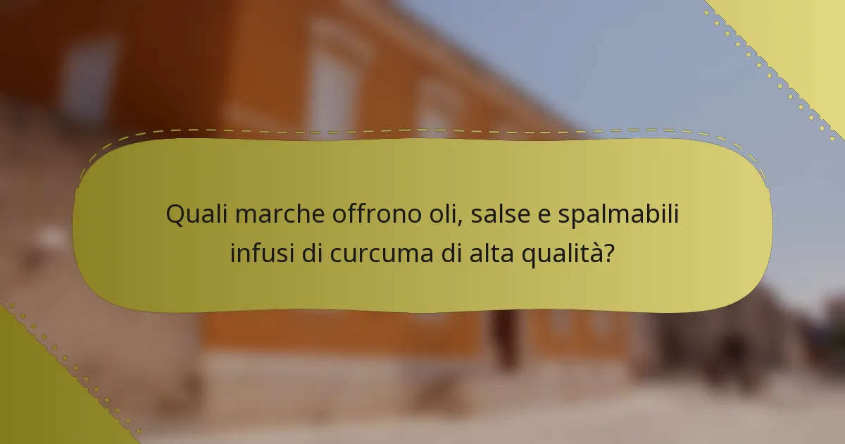 Quali marche offrono oli, salse e spalmabili infusi di curcuma di alta qualità?