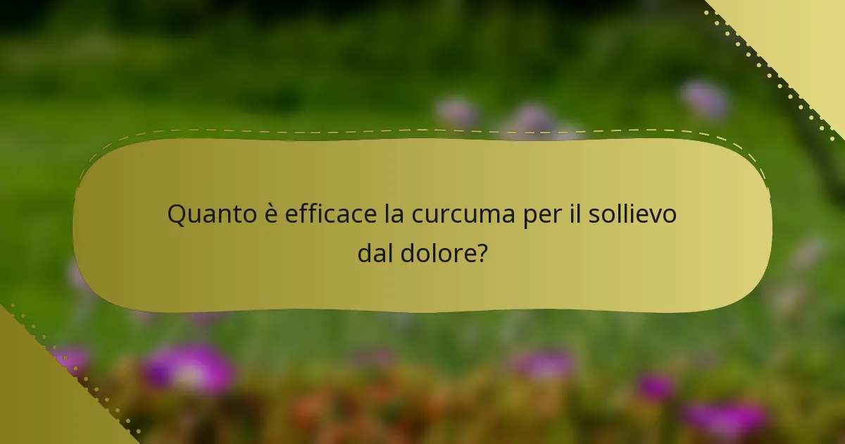 Quanto è efficace la curcuma per il sollievo dal dolore?
